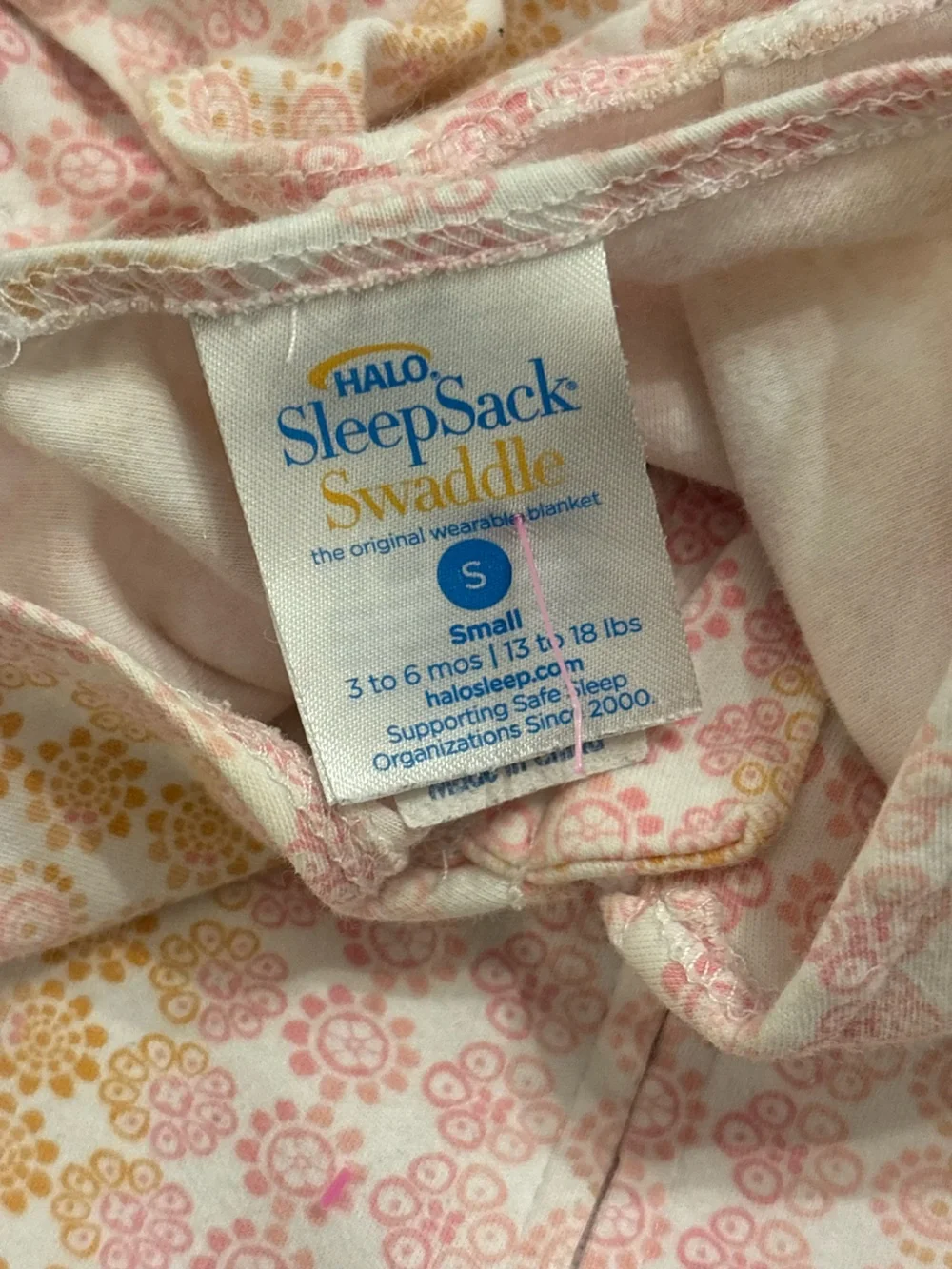 Halo Pink and Cream Floral Pattern Sleep Sack 3-6 Months